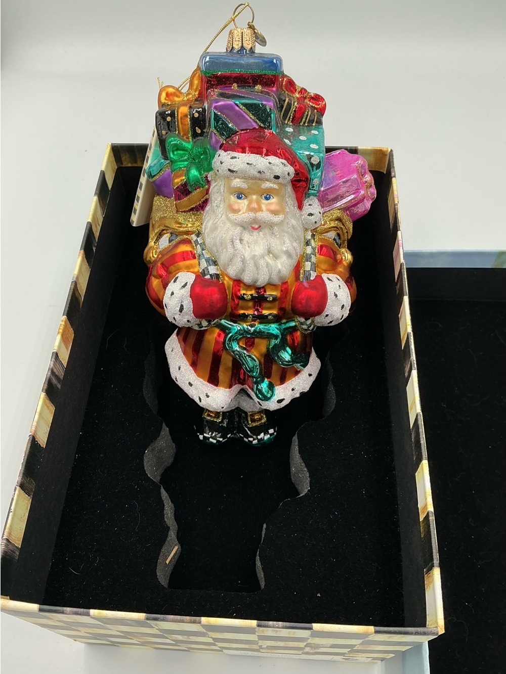 NEW MacKenzie-Childs Old Saint Nick Mouth-blown Glass Ornament Poland HTF NWT